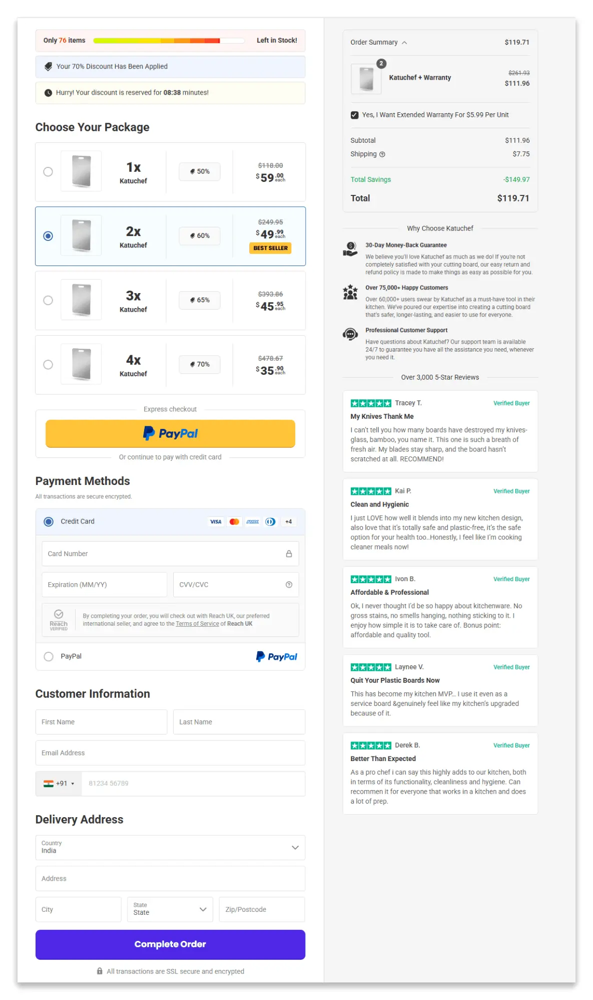 KatuChef Cutting Board Secure Checkout Page